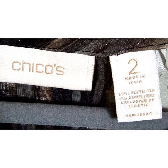 Chico's 2 Gray Brown Tan Blouson Style Top Elastic Hem/Sleeve Cuff Size 2 - Picture 4 of 6